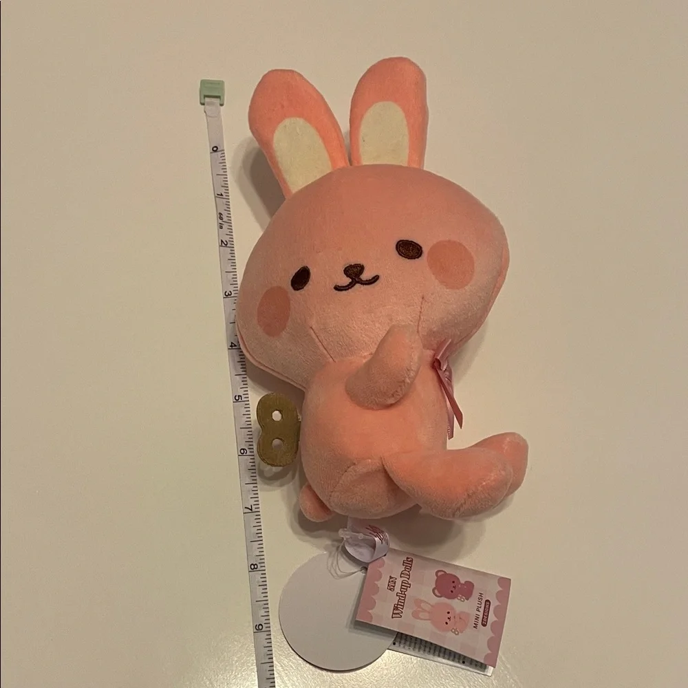 Fukuya Wind Up Doll Mini Plush Peach Bunny Plush Toy Round 1 Exclusive NWT